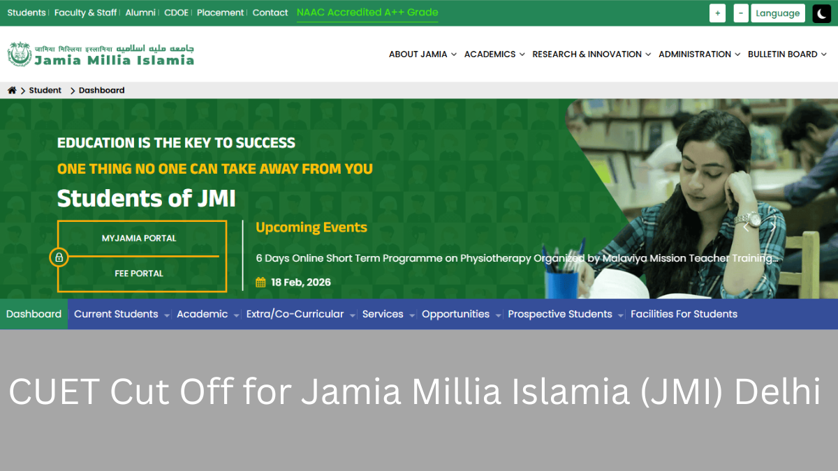 CUET Cut-off 2026 for Jamia Millia Islamia (JMI) Delhi