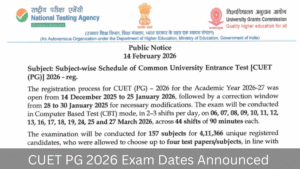 CUET PG 2026 Exam Dates Announced